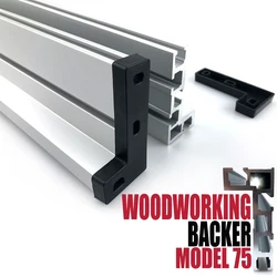 1Pc 400MM Aluminium Profile Fence 75 Type Woodworking Backer Model T-tracks and Sliding Brackets Miter Gauge Fence Connector