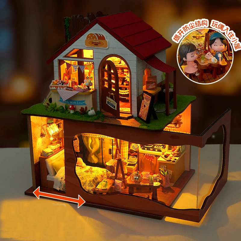 新しい DIY 木製ドールハウス家具ライトドールハウスカーサミニチュアキットアクセサリー木のおもちゃ誕生日新年ギフト
