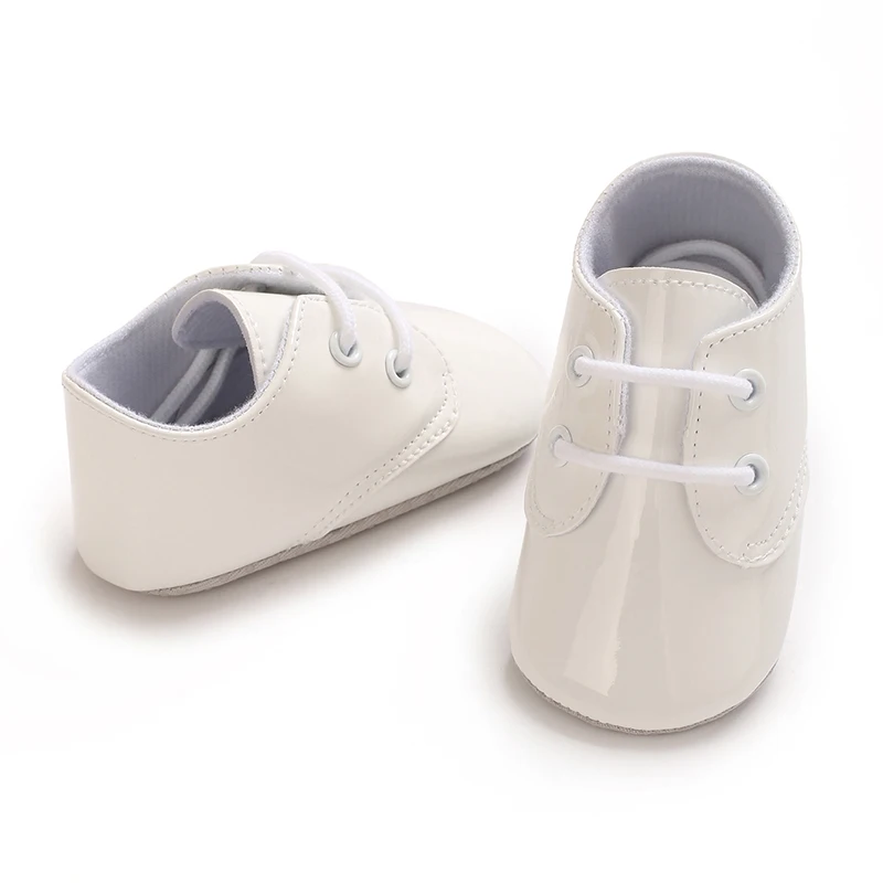 Baby Schnürschuhe Sneakers Klassische Sportschuhe Weiche Sohle PU-Leder Schuhe Einfarbig Lauflernschuhe für Neugeborene Jungen Mädchen – Detail 6