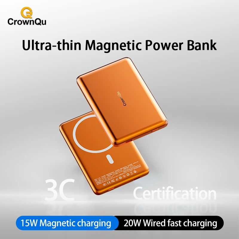Metalen magnetische draadloze powerbank 20W USB-C Snel opladen Draagbare externe batterij voor iPhone 17 16 15 14 13 12 Smartphone