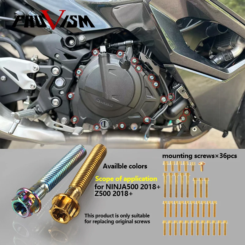 

M6 stainless steel Torx bolts for Kawasaki Ninja 500/Z500 2024-2025, high-strength bolts for engine side covers, clutch covers,