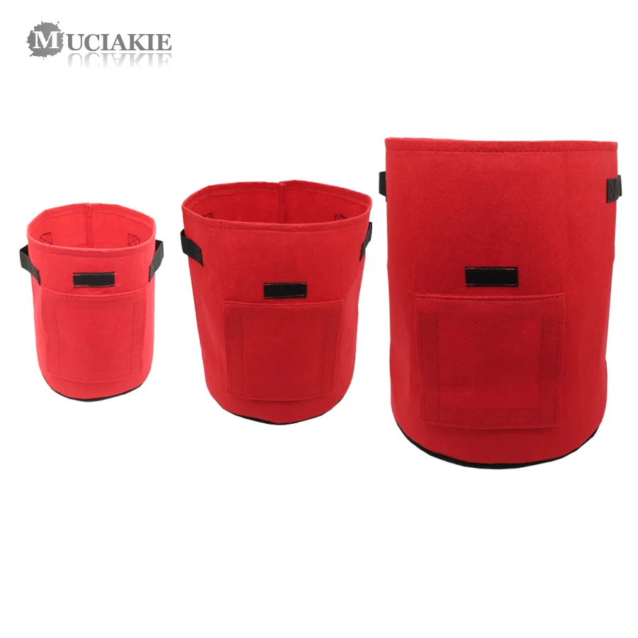 

MUCIAKIE 2PCS Environmental Strawberry Red Grow Bags Fabric Home Garden Bean Potato Tomato Planter Bags Planting Pots