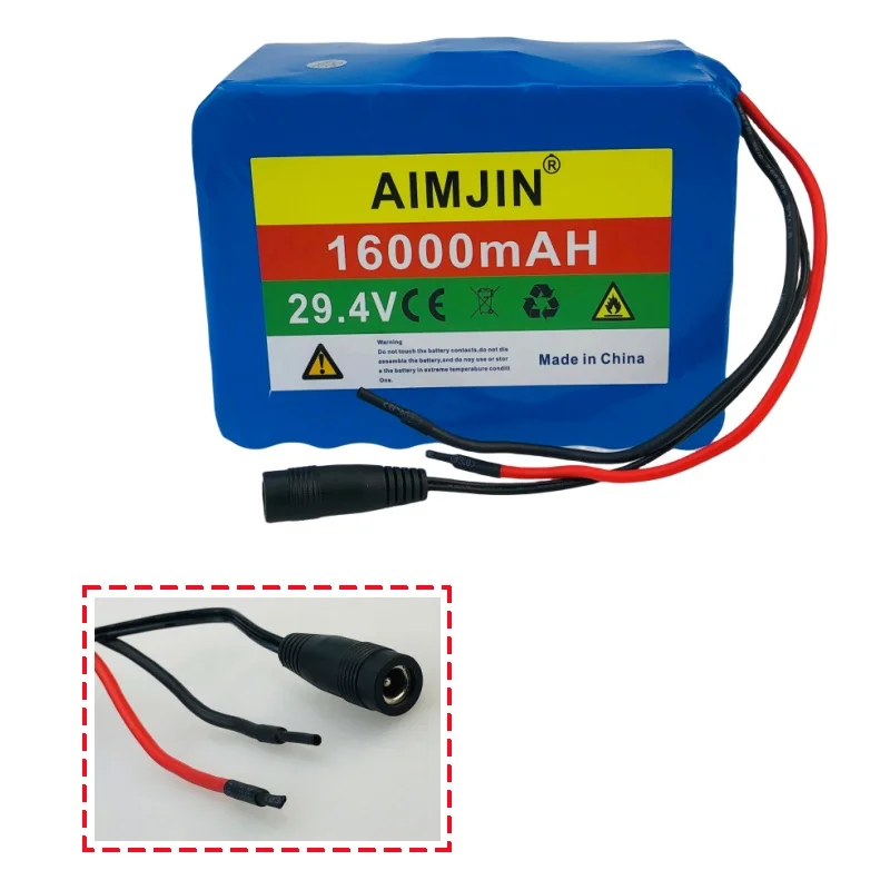 7S5P 18650 lithium battery 29.4V 16000mah rechargeable battery for scooter car toy LED vacuum cleaner built-in BMS