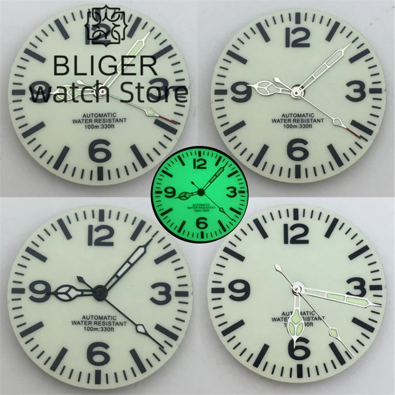 

BLIGER 2023 New 29mm all-luminous Dial White Dial With Hands Fit NH34 NH35 NH36 ETA2824 2836 PT5000 Miyota Mingzhu DG Movement