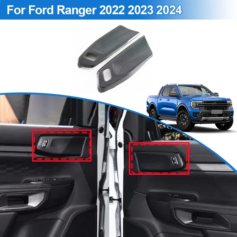 

For Ford Ranger 2022 2023 2024 Car Interior Accessories ABS Carbon Fiber Door Handle Decorative Protective Cover Frame