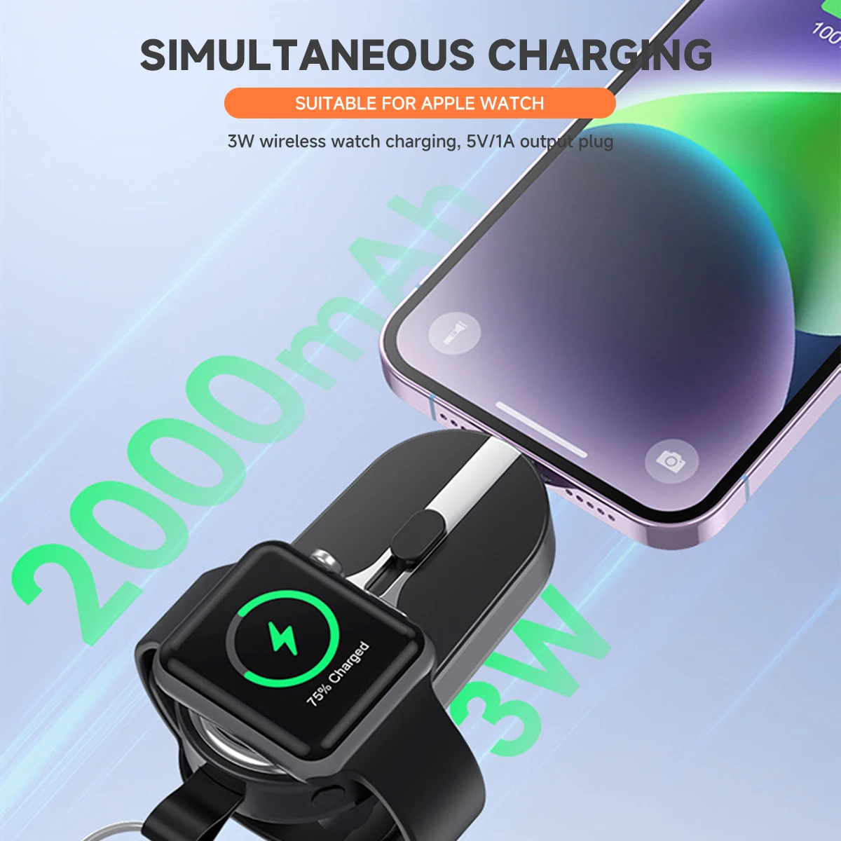 Mini Power Bank Caricabatterie wireless da 3000 mAh per iWatch Apple Watch iPhone 16 15 14 13 12 X Batteria di ricambio per caricabatterie a induzione portatile