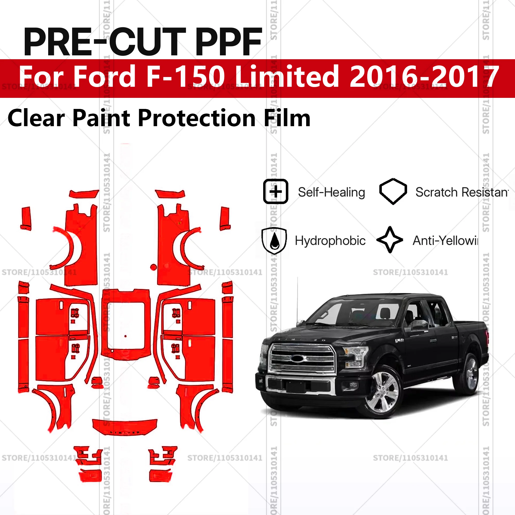 Pre-Cut Paint Protection Film PPF Transparent Car Film Professional Automotive  PPF For Ford F-150 Limited 2016-2017