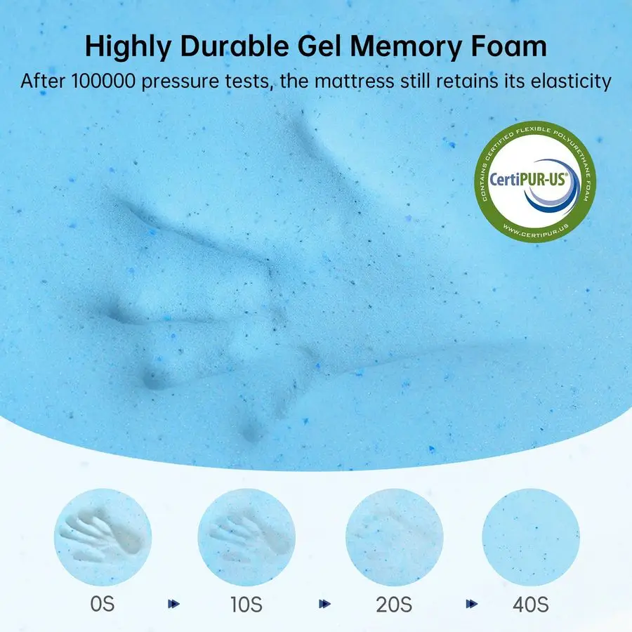 Matelas double de pouces pour adulte et adolescent, matelas simple en mousse à mémoire de forme rafraîchissante dans une boîte pour lit superposé, lit gigogne, soulagement de la pression, Re