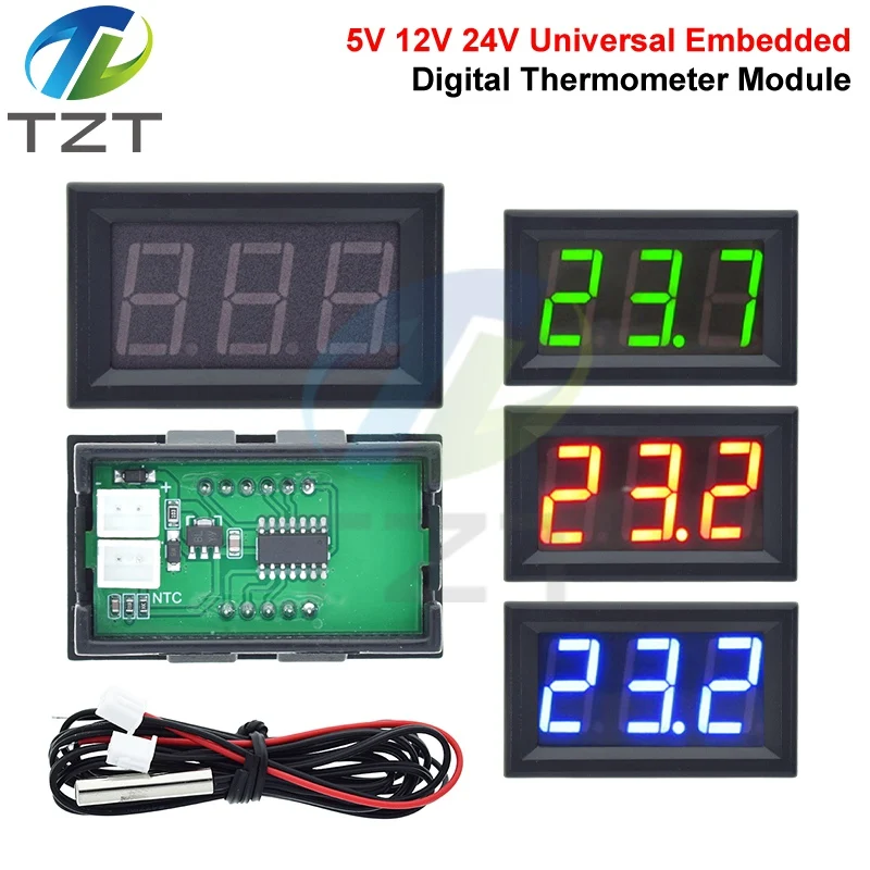 DC 4.5-30V Mini Digital LED Thermometer for Car Temperature Monitor Panel Meter Measuring Range -50-110C With Temperature Probe