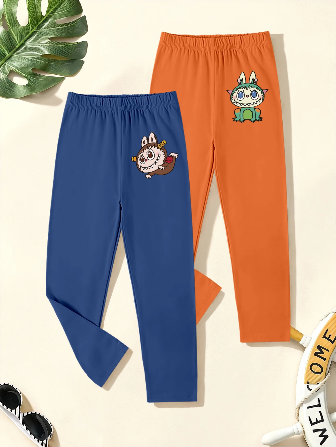 

2 шт.: Повседневные леггинсы для мальчиков с принтом мультяшных монстров на осень