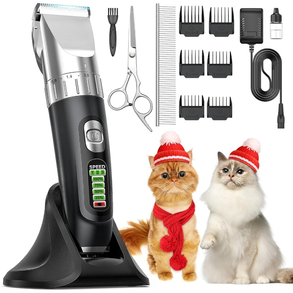 Cat Clippers,Quiet Cat Hair Trimmer for Matted Hair,Rechargeable Cat Grooming Supplies for Thick/Curly/Fin Hair