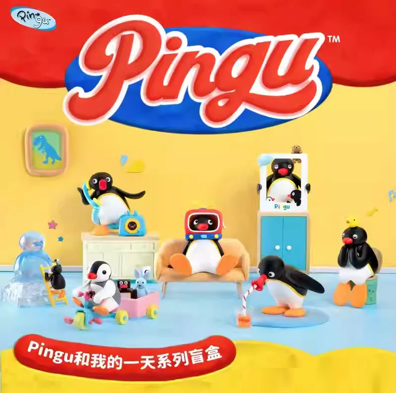 

Подлинная серия Pingu With Me, слепая коробка, пингвин, загадочная коробка, фигурка, игрушка, модель, детский подарок на день рождения, украшение для рабочего стола, орнамент