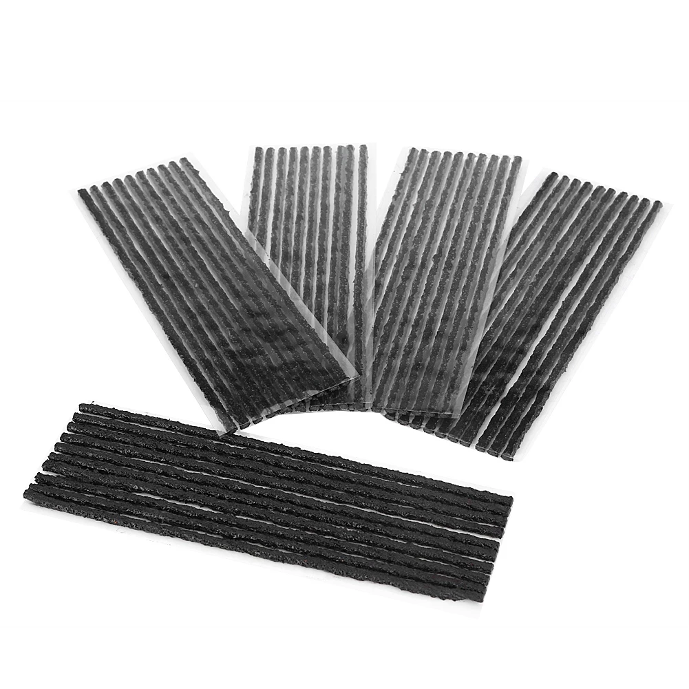 Tire Strip, 50pcs Black Tubeless Tyre Tire Puncture Repair Seal Rubber Strips Car Motorcycle 200*3.5mm