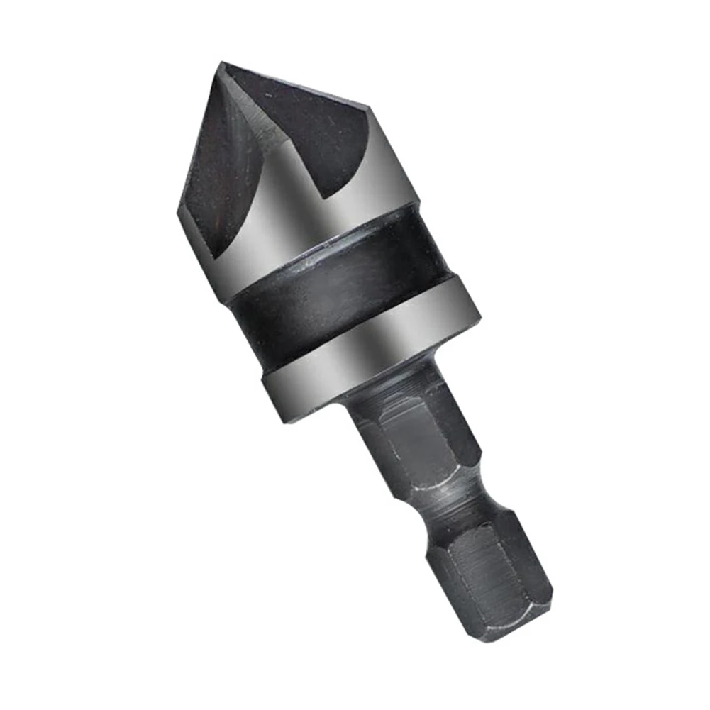 Mata bor Countersink 90 derajat, alat pertukangan 12/16/19mm 5 seruling kayu pemotong Chamfer 4 buah