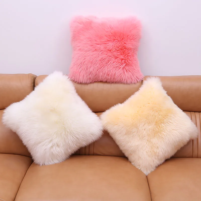 Ins Fur Wool Pillow for Sofa, High Grade Cushion, Home Decoration, Meditation Floor, Living Room, Original