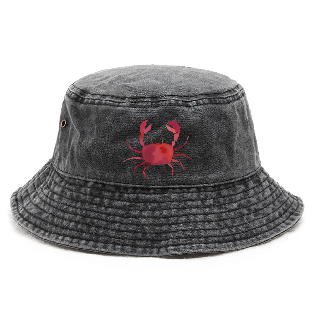 1 Stück Cartoon-Krabben-Print Hut, Herrenhut, Damen-Bucket-Hat, Fischerhut, Modisches Geschenk Damen-Strandhut, 2025 Neuer Stil, Geeignet