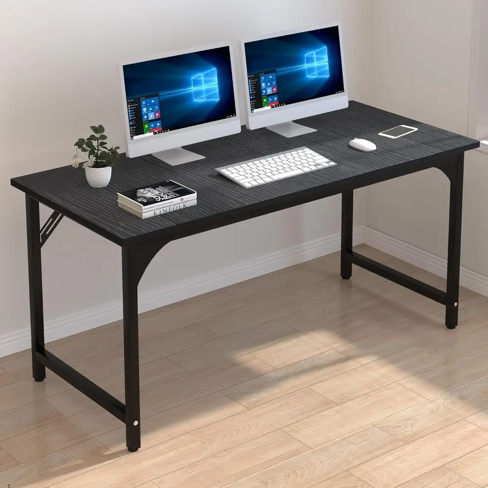 

55'' Computer Desk with Deeper Desktop, Home Oice Desk Workstation with Sturdy Metal e, ern Simple Desk or Gaming Studying Writi