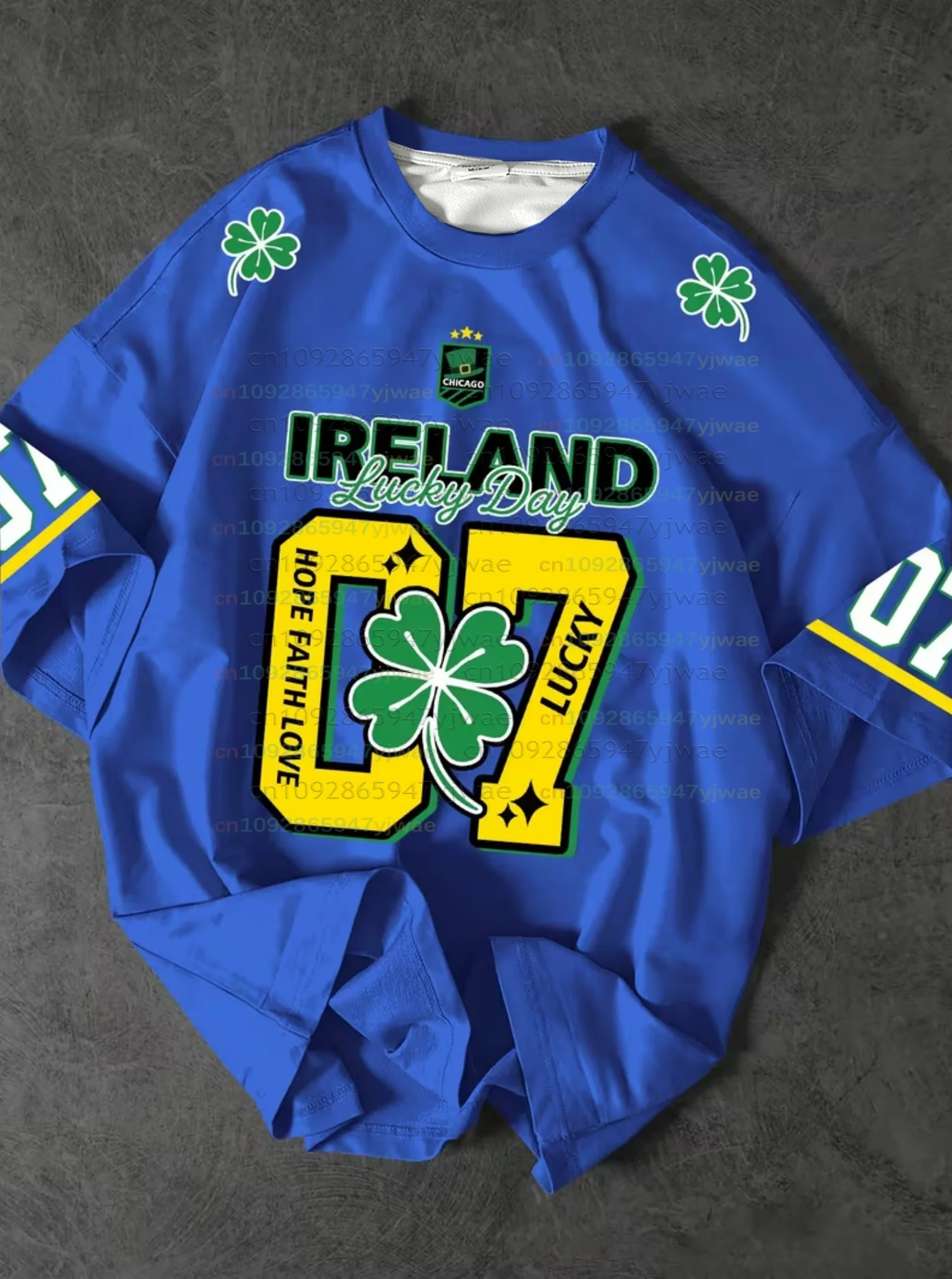 26 Men St. Patrick's Day Ireland Lucky T-Shirt Men Short Sleeve O- Neck Sport Tee Vintage Number 7 Jersey T-Shirt Men Clothes view 3
