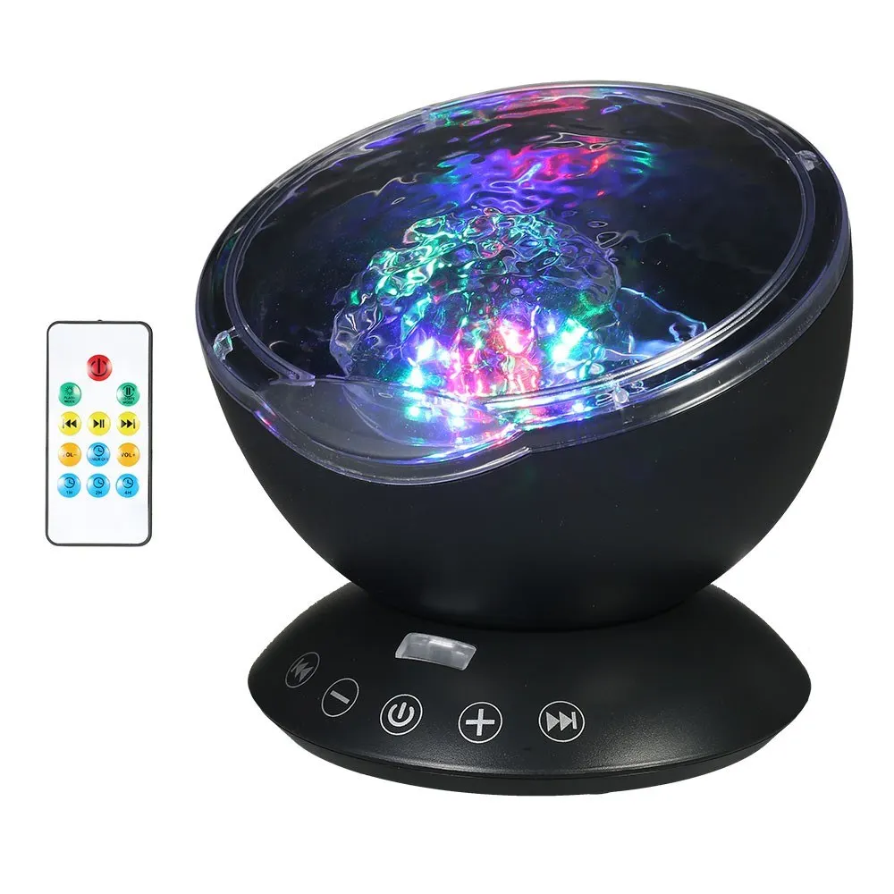 

Ocean Wave Projector Lamp 12 LED & 7 Color Night Lights Music Player with 4 Hypnotic Musics & Remote Control