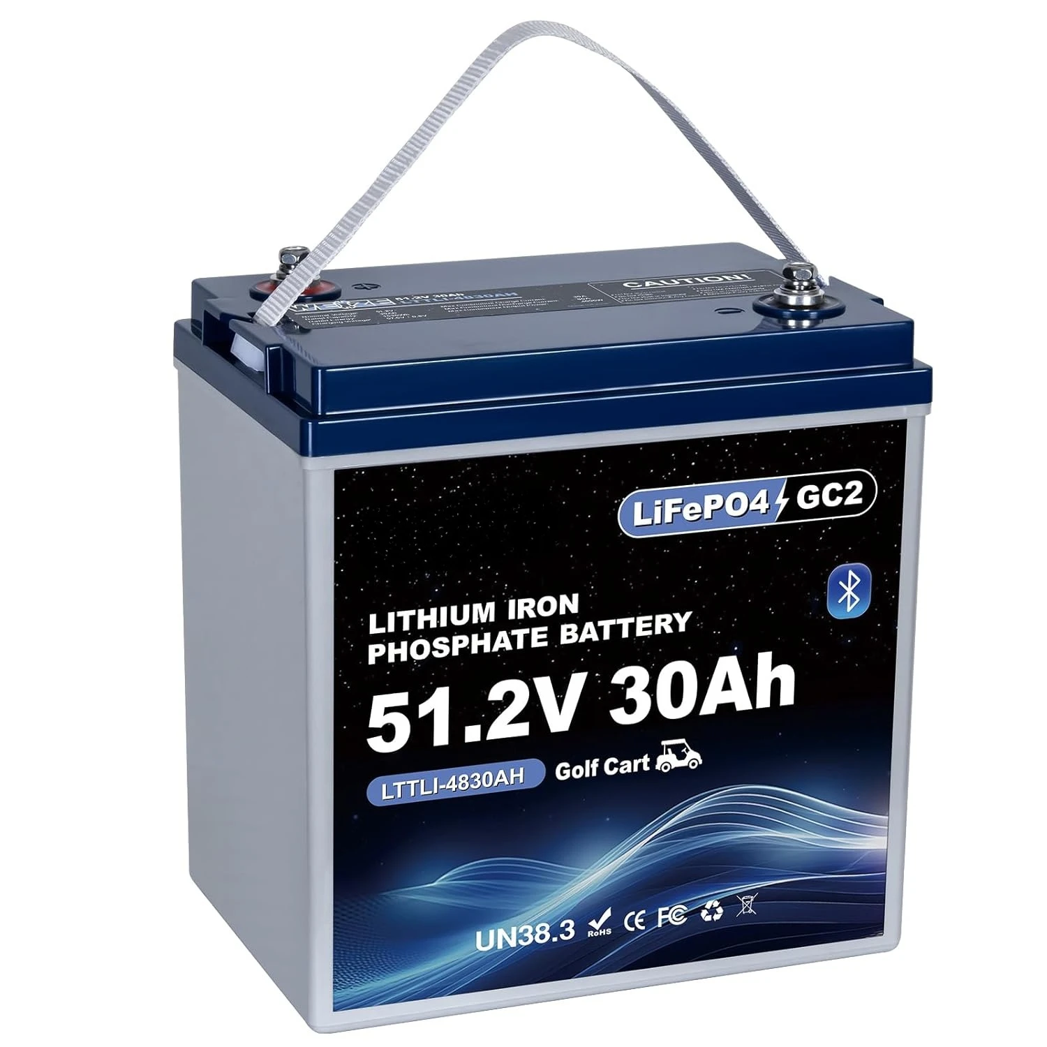 

Аккумулятор LiFePO4 для гольф-кара 48В 30Ач GC8 с Bluetooth, элементы класса А, BMS 100А, защита от низких температур, литиевый, глубокого разряда, на заказ