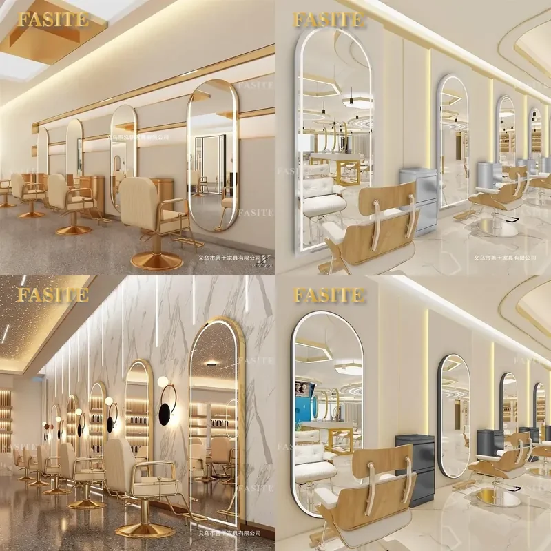 For Hair Wall Hanging Mirror with Light Single Sided Makeup Vanity Table Simple Metal Free Dressing Mirror for Home