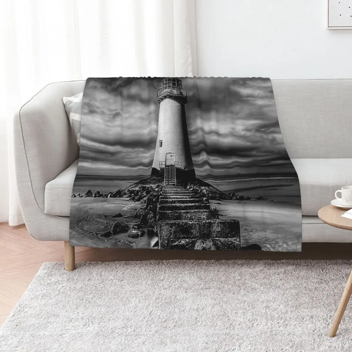 Плед Talacre Lighthouse Point of Ayre Wales, устойчивый к пятнам, уютный и теплый плед