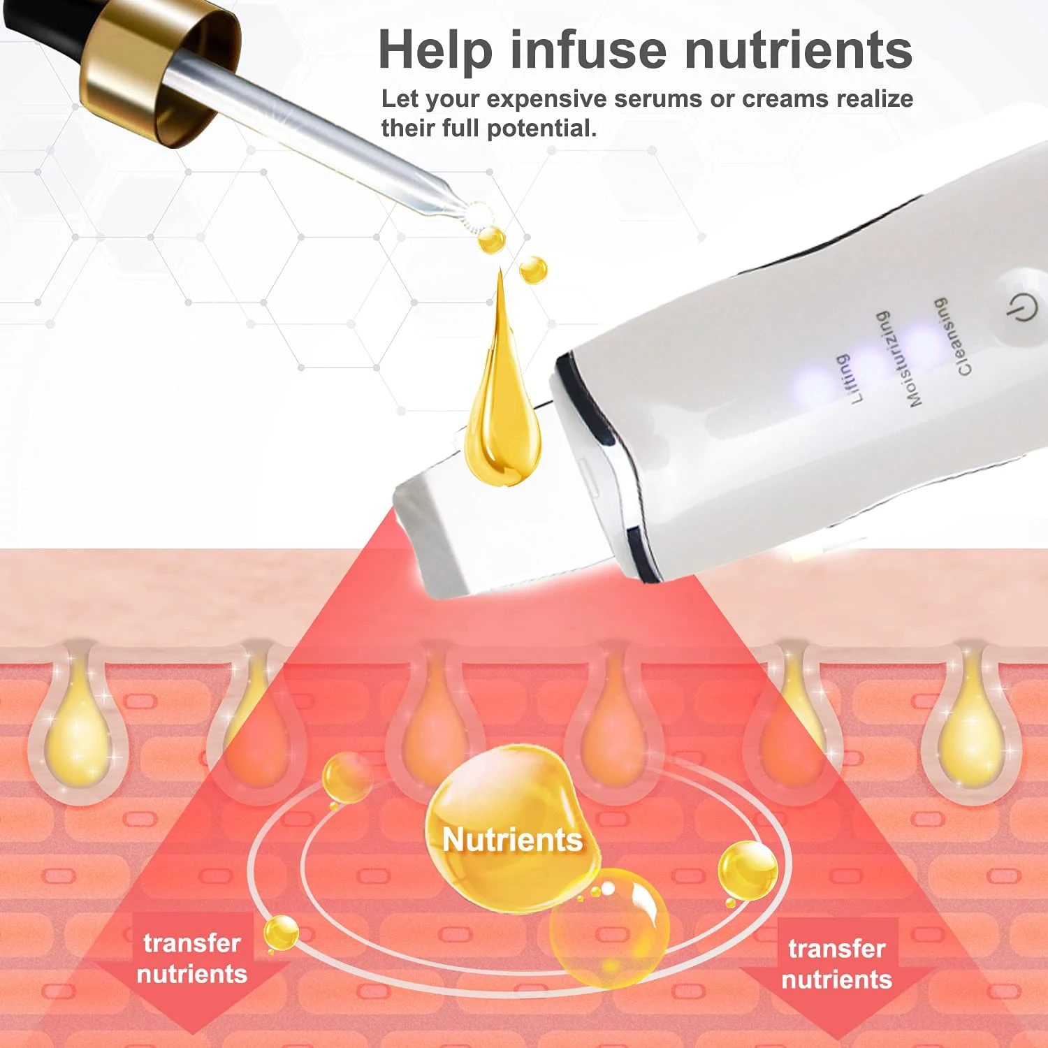 Ultradźwiękowy peeling do skóry łopata do peelingu EMS głębokie czyszczenie twarzy usuwająca zaskórniki Lifting twarzy łopata do peelingu masażer twarzy