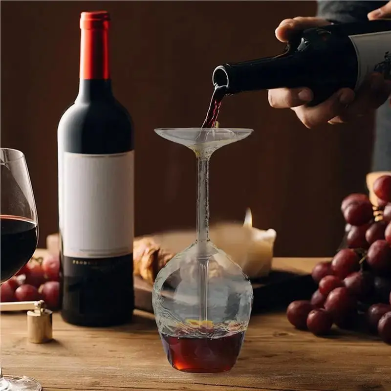 AFOURT-14 Fl Oz Upside-Down Cocktailglas Upside-Down Martini-Glas Weinglas Einzigartiges Spaßiges Upside-Down Weinglas Invertiert 6 Stück – Detail 2