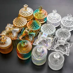 Iridescent Jewelry storage box candle cups bath salts essential oils aromatherapy rings studs transparent small glass case