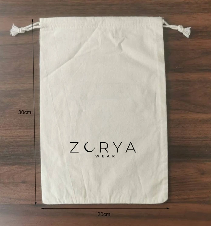 500 PCS 17x23cm + 500 PCS 20x30cm Natural Cotton Bags Drawstring Gift Pouches Screen Printed With Black Logo Customized Logo