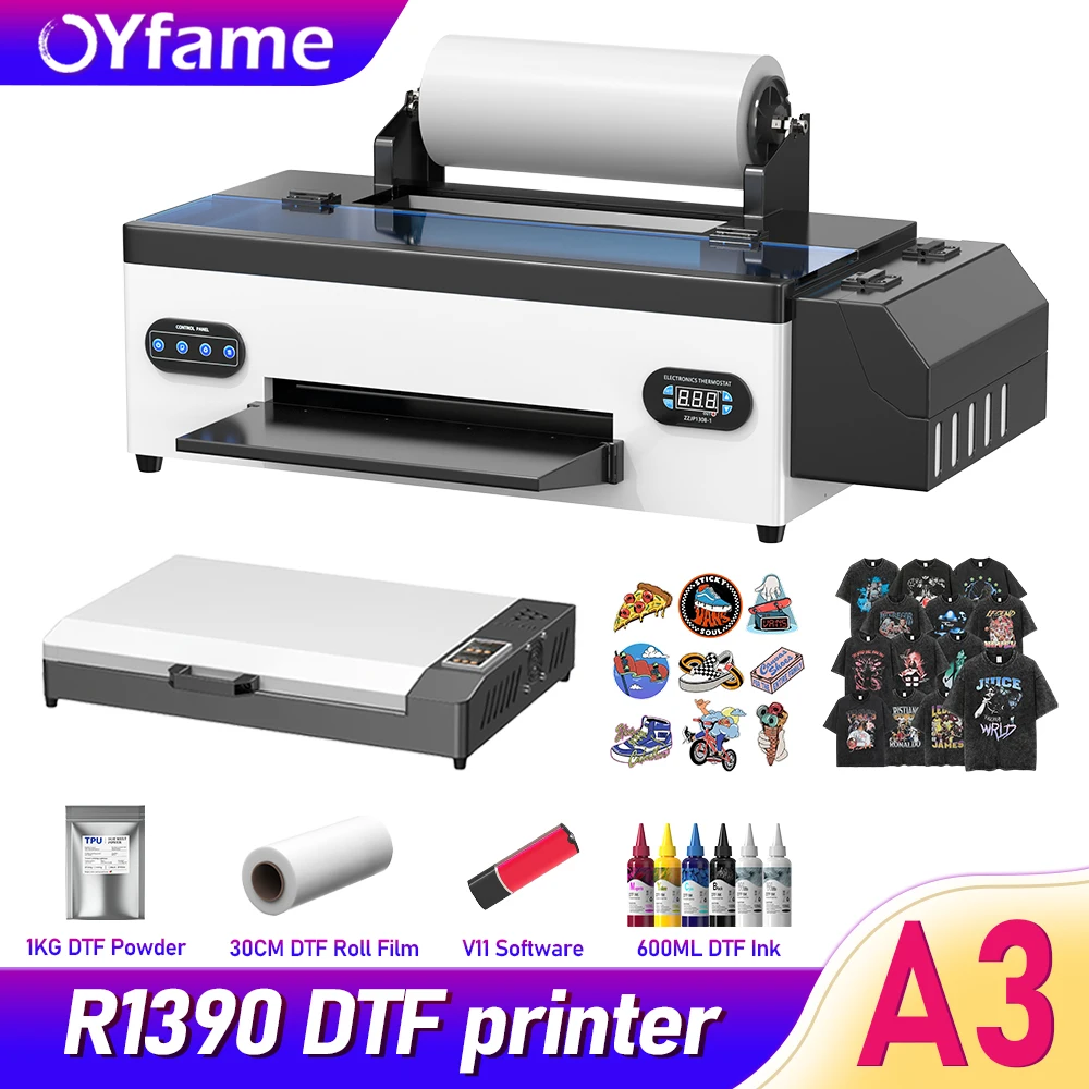 

OYfame R1390 A3 DTF Transfer Printer A3 DTF Printer A3 T Shirt Printing Machine With DTF Oven for Clothes Hoodies Jeans Textile