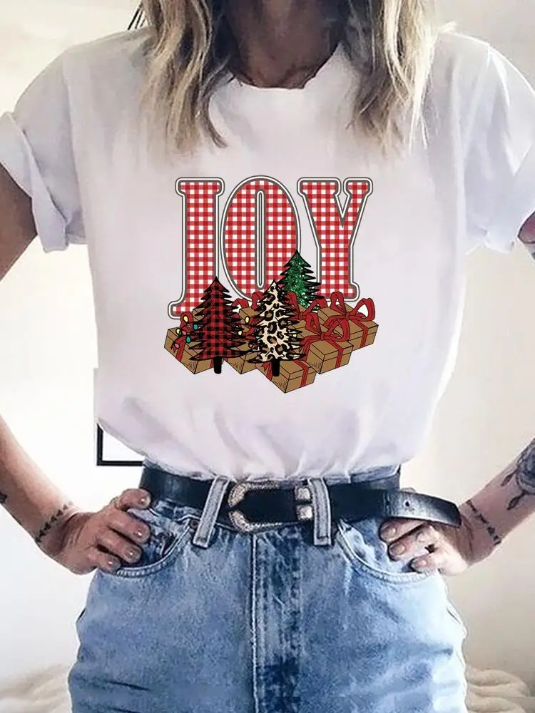 Leopard Cute 90s Love Female Fashion Clothes Merry Christmas Graphic T-shirt Holiday Women Print Top T Shirt Ladies Clothes Tee