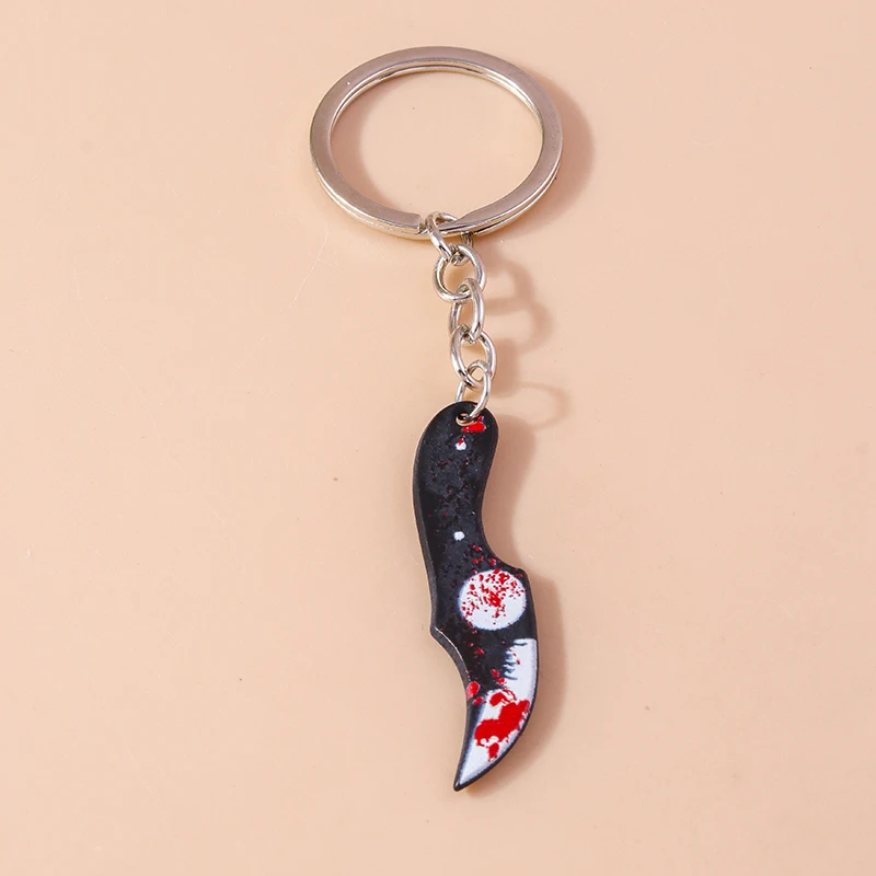 Aihua Resin Halloween Schlüsselanhänger mit blutigen Messern, Scheren, Äxten und Sägen für Halloween-Partys und Schmuckgeschenke – Detail 9