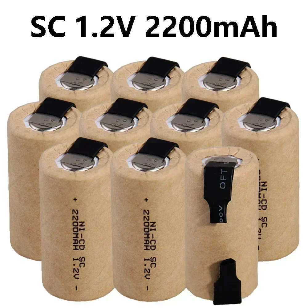 Nieuwe Schroevendraaier Elektrische Boor SC Batterijen 1.2V 2200mah Sub C Ni-Cd Oplaadbare Batterij Met Tab Power tool NiCd SUBC Cellen