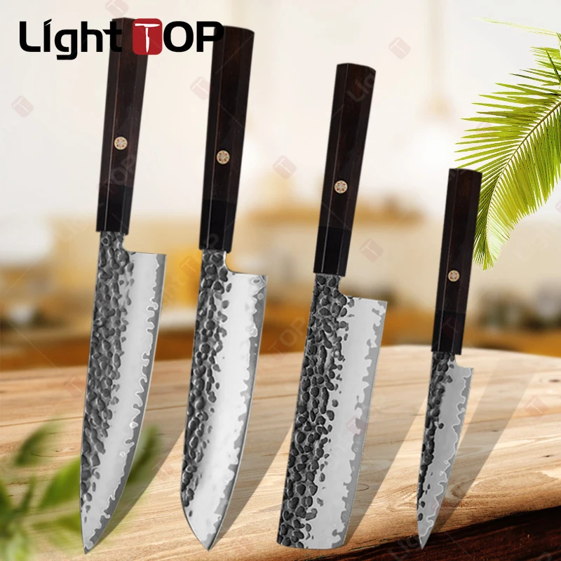 Professional Hammered Chef's Knife Barbecue Kitchen Cooking Knives Universal Kitchen Knife Set Meat Butcher's Boning Cleaver