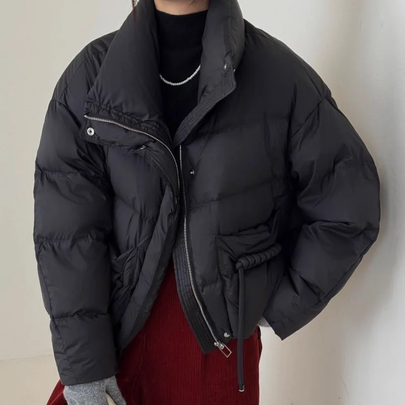 سترة نسائية قصيرة مع غطاء للرأس - 2025 نمط جديد فضفاض مناسب، عصري، تنحيف، متعدد الاستخدامات، سميك، معطف دافئ عصري