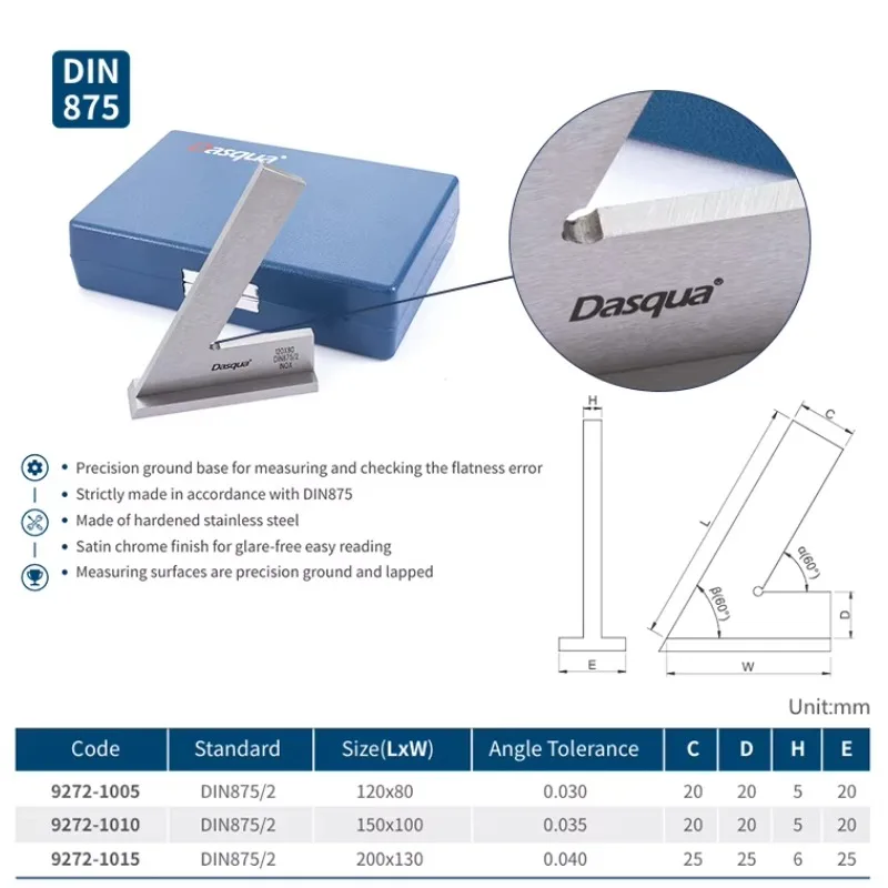 Горячая продажа Dasqua, высококачественная прецизионная заземленная и притирка, квадрат 60 градусов, 120*80