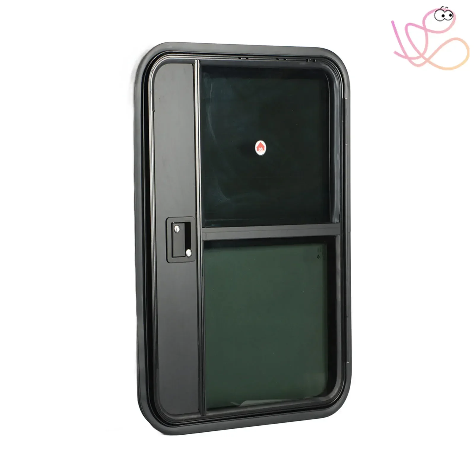 Aluminum alloy RV Door Tear Drop Tempered Glass Tinted Sliding Window Full Sealing Camper Trailer Door with Insect Net Safe Lock