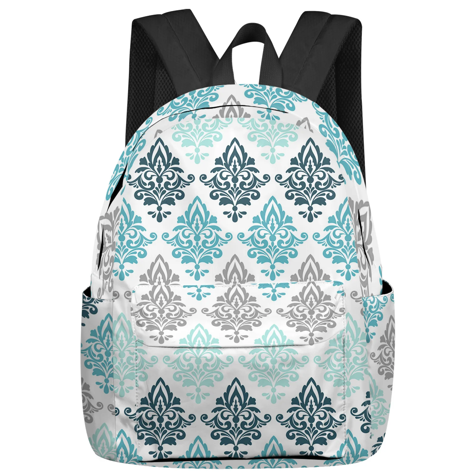 Damask Baroque Gradient Aqua Feminina Backpacks Teenagers Student School Bags Laptop Backpack Men Women Female Travel Mochila