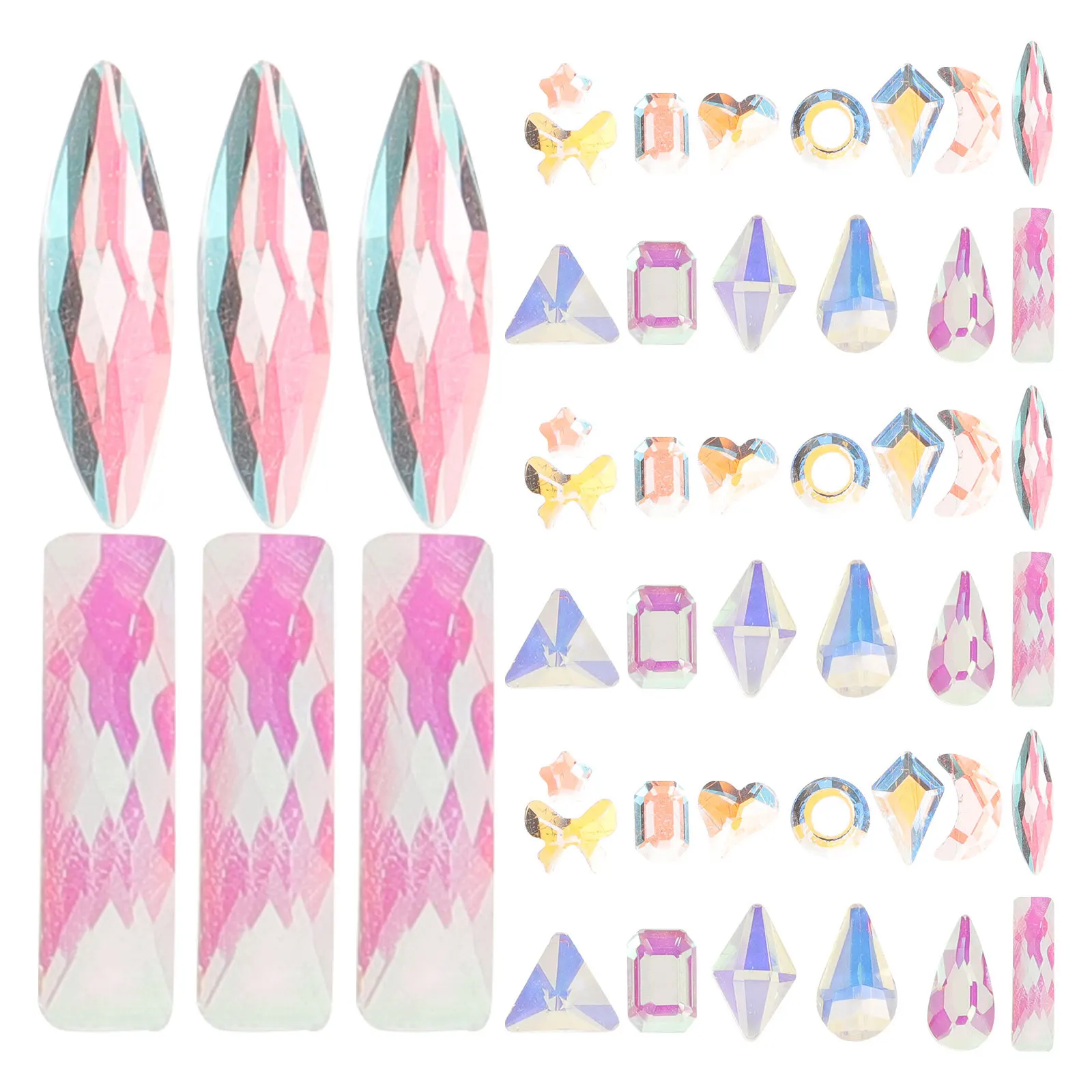 

2 Boxes Nail Rhinestones Kit Creative Nail Charms Women Manicure Decorations Eye-Catching Jewelry For Party Prom Birthday