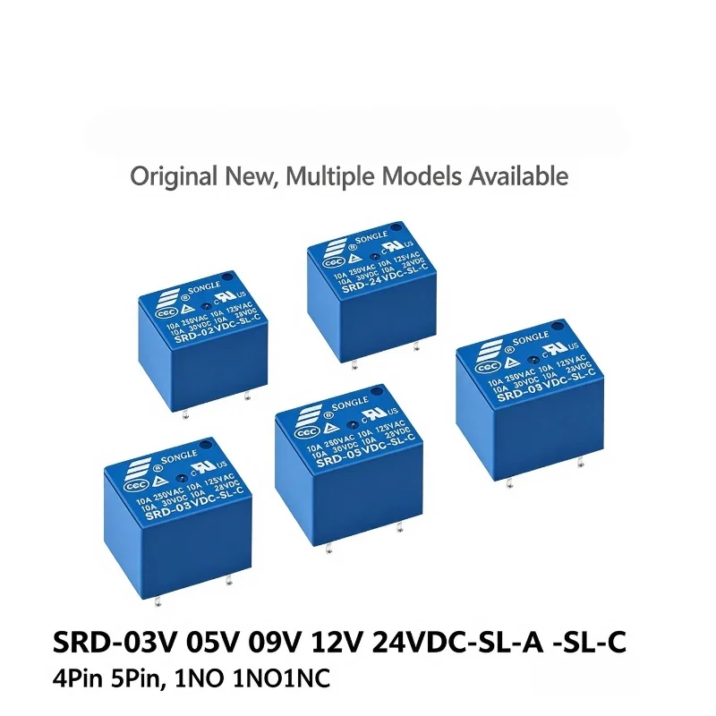 Songle SRD DC Relay SRD-03V 05V 09V 12V 24V DC-SL-A DC-SL-C 4Pin 5Pin Electromagnetic Relay for Arduino DIY