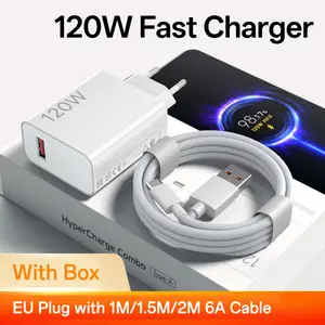 Bilashmart 120W USB Fast Charger EU Adapter 6A Charging Cable Phone Charger Xiaomi 17 15 14 Ultra 14T 13T Pro POCO F4 F5 X5 X6 Redmi