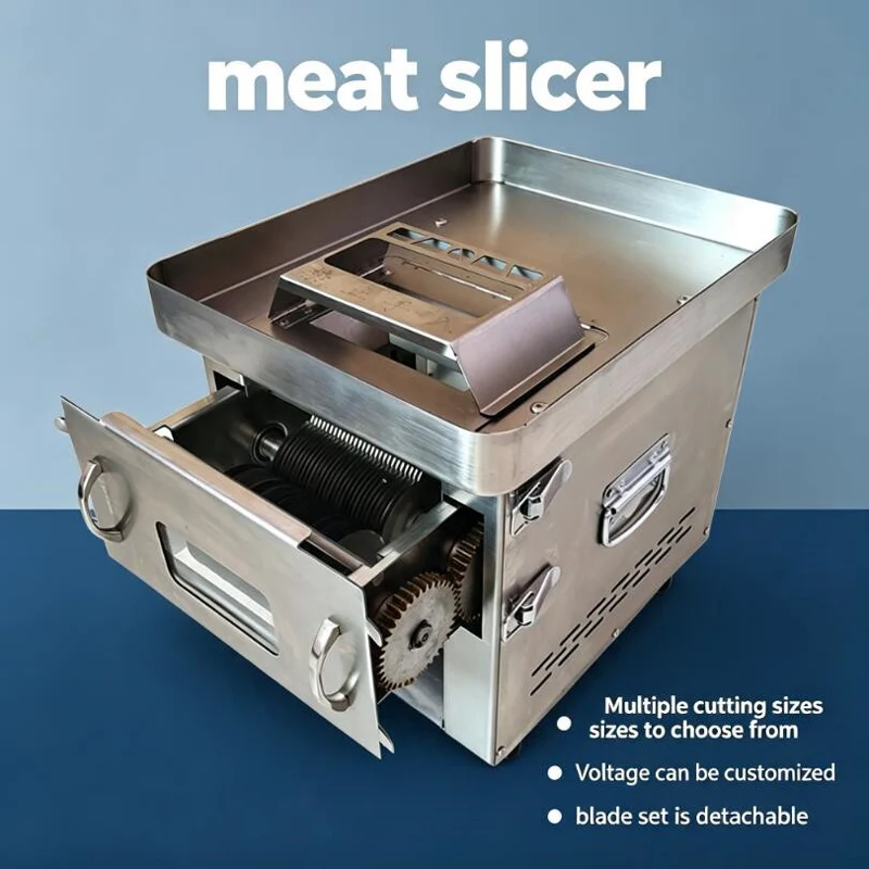 850W Commercial Meat Slicer Stainless Steel Automatic Shred Slicer Dicing Machine Electric Multi-function Meat Cutting Machine