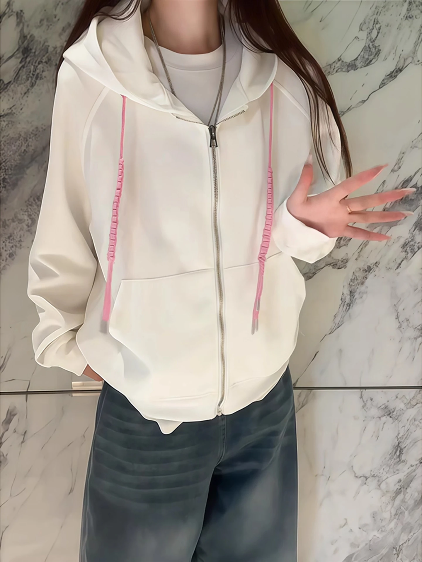 

Белая толстовка с капюшоном в осеннем стиле, утепленная, с длинными рукавами, на молнии, для пар, верхняя одежда Cleanfit