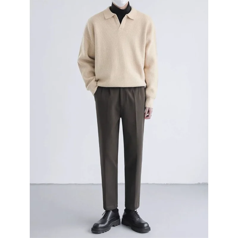 

Модный пуловер с v-образным вырезом для мужчин, легкая роскошная верхняя одежда, однотонный свитер, высококачественный повседневный свитер