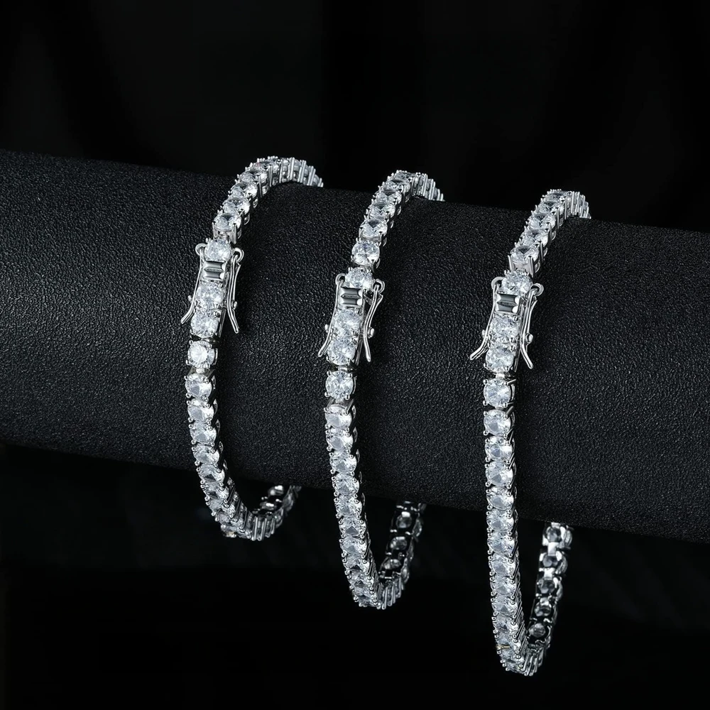Fabrikpreis S925 Sterling Silber 3/4/5mm D Farbe VVS1 Moissanit Diamant Tennis-Armband für Männer und Frauen mit GRA – Detail 4