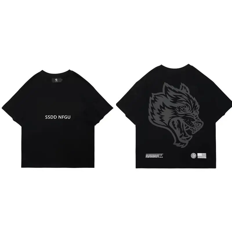 

Wolf Head c Spor Men's Cotton ort Sve T-irt Fitn round Ne Casual Sle Summer Sportswear for All Ages