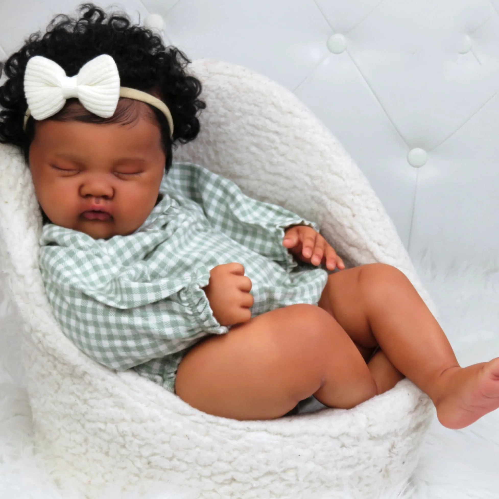 

48 CM Asleep Reborn Baby Doll Toy Lifelike Black Brown Skin Vinly Limbs Cloth Body Doll handmade Birthday Gift Play House Toy