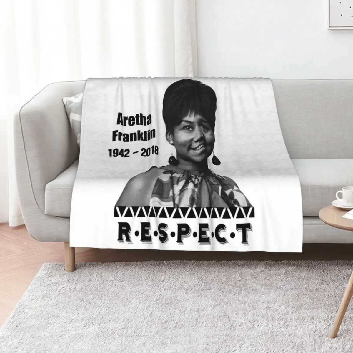 Aretha Franklin 1942 - 2018 Manta decorativa con diseño de Aretha Franklin, elegante y cálida, para sala de estar y dormitorio