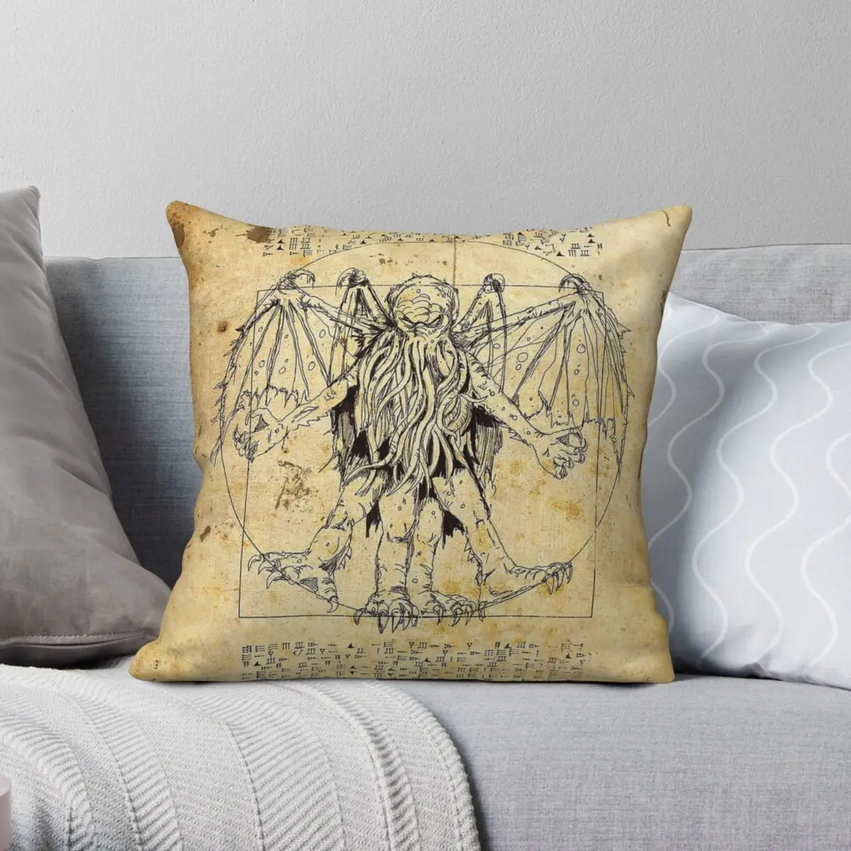 Cthulhu Vitruvian Pillowcase Polyester Linen Velvet Pattern Zip Decorative Throw Pillow Case Room Cushion Cover 18